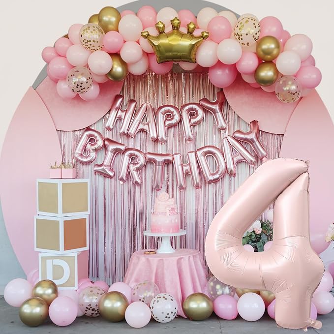 40 Inch Pastel Pink Number Balloon 4, Large Self Inflating Retro Dusty Pink - Image 6