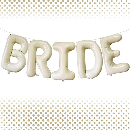 40 Inch Beige BRIDE Balloons, Giant Cream White Letters BRIDE Balloons Foil by Lovoir