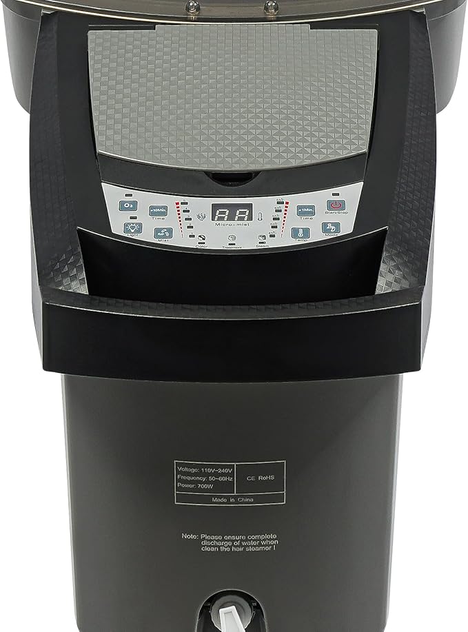 Professional Standing Hair Steamer 700W, Multi-Function Household Hair Salon Steamer with Hair Care Hood, 50-58.66in Adjustable Height, 7-Color Light for for Home, Beauty Salon Spa Equipment (Black)