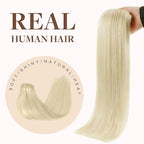GOO GOO Clip in Hair Extensions Real Human Hair, Remy Human Hair Extensions Clip ins for Women, Natural Human Hair, 22inch 150g 7Pcs, 60A Platinum Blonde