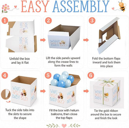 Baby Bee Gender Reveal Box, Large Balloon Surprise Box - Image 4