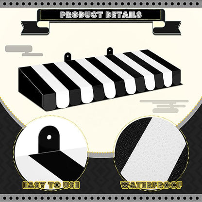Boao 4 Pack Black and White Circu Awning Decoration 3D Stripe Cardboard Awning - Image 3