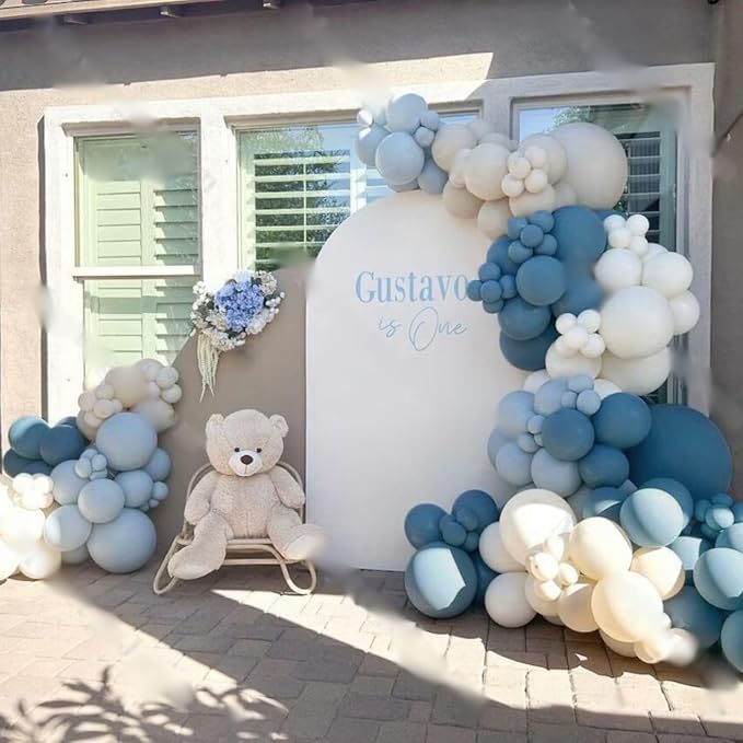 Dusty Blue White Balloons 60 Pcs Dusty Blue White Sand Balloons 12 Inch Neutral - Image 7