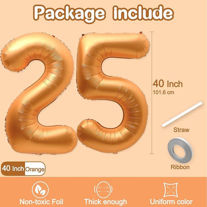 25 Balloon Number, 40 Inch Orange Foil Balloons Giant Jumbo Helium Number 25 or - Image 2