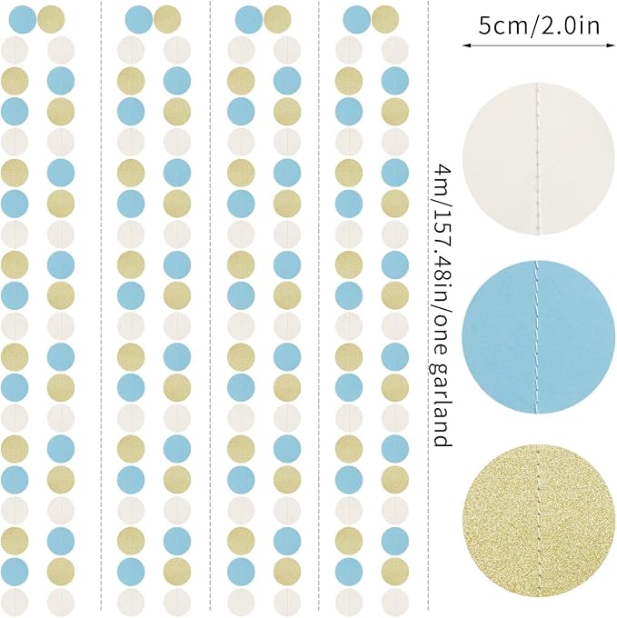 Light-Dusty Blue Beige-Gold Boho Party-Decorations - 64Ft Men Boy Birthday - Image 2