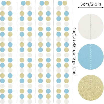 Light-Dusty Blue Beige-Gold Boho Party-Decorations - 64Ft Men Boy Birthday - Image 2