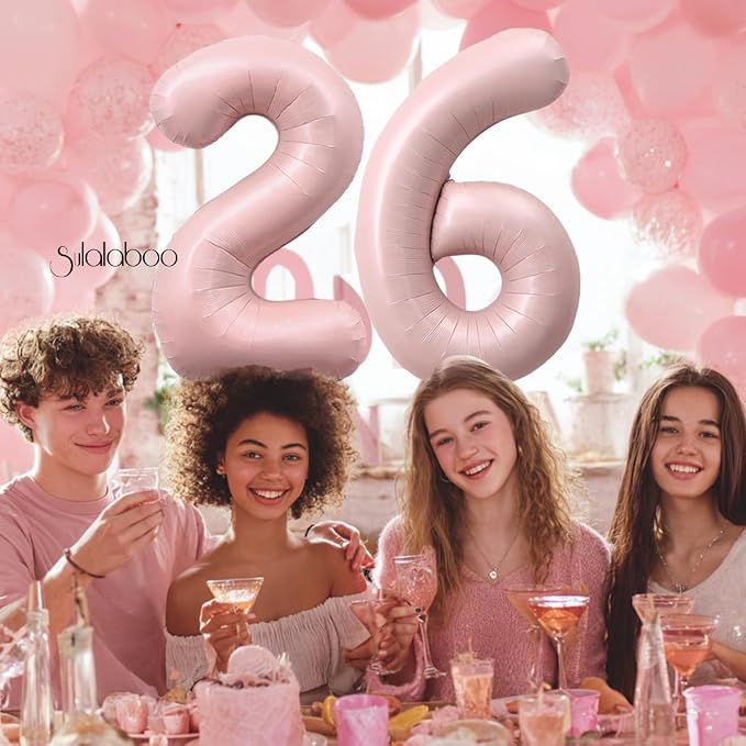 40 Inch Light Pink Number 26 Balloon 0-9 26th Foil Big Giant | Digital - Image 4