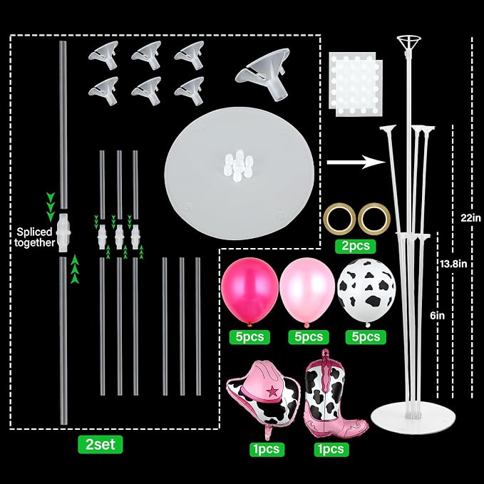 Cowgirl Party Balloons Stand Kit 2 Sets - Image 2