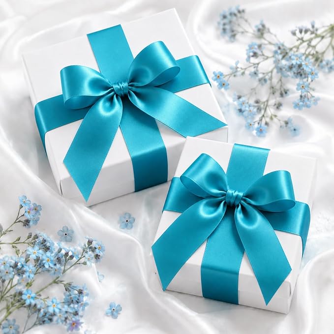 KINGLAKE Teal Satin Ribbon - Image 4