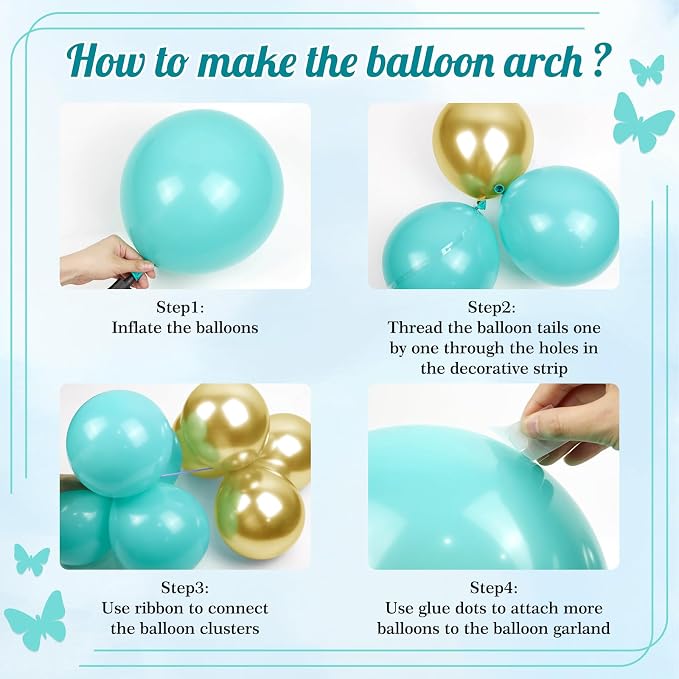 Teal Turquoise Balloon Arch Garland Kit - Image 3