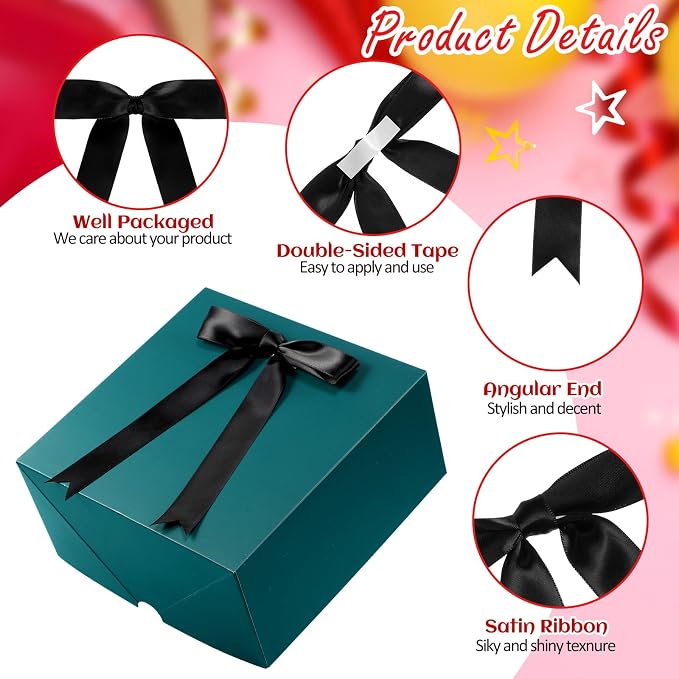 Riceshoot Black 24 Pcs Satin Ribbon Bows 5x7'' Self Adhesive Stick on Premade - Image 4