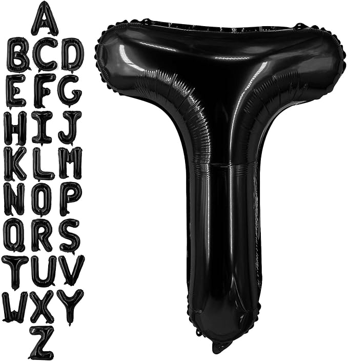 40 Inch Black Letter T Balloons, DIY Phrase Foil Alphabet Letter T Balloons DIY by LHOAVWE