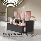 NIUBEE Hair Tool Organizer, Black Acrylic Hair Dryer and Styling Holder, Bathroom Countertop Blow Dryer Holder, Vanity Caddy Storage Stand for Accessories, Makeup, Toiletries
