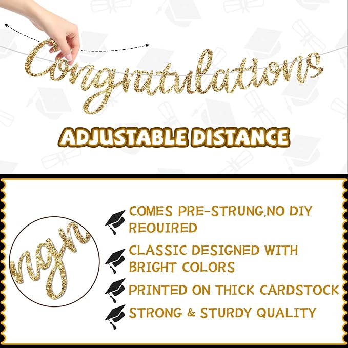 Pre-Strung Congratulations Banner, 2026 Graduation Banners, Class of 2026 Black - Image 4