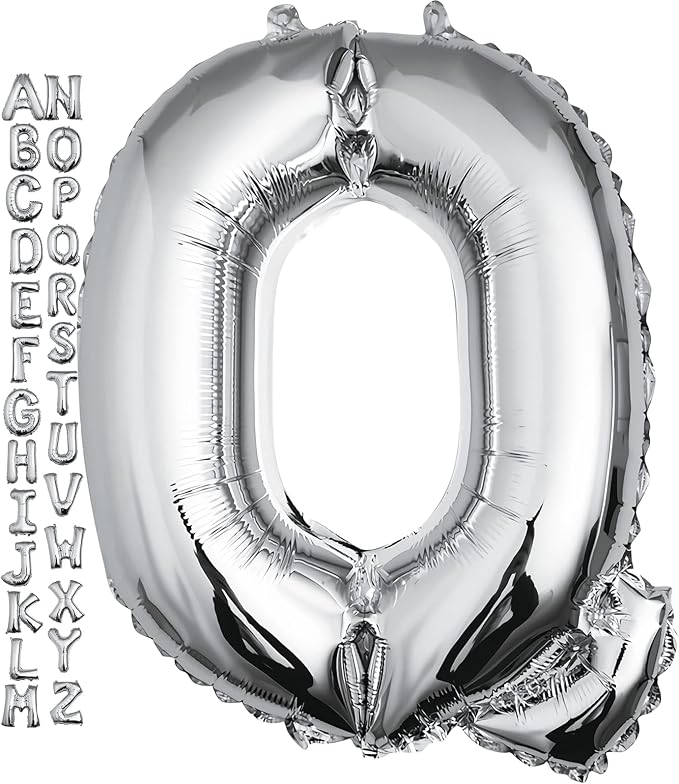 40 inch Silver Letter Q Balloon, Big Size Alphabet Foil Mylar Helium Balloons by VHUWE