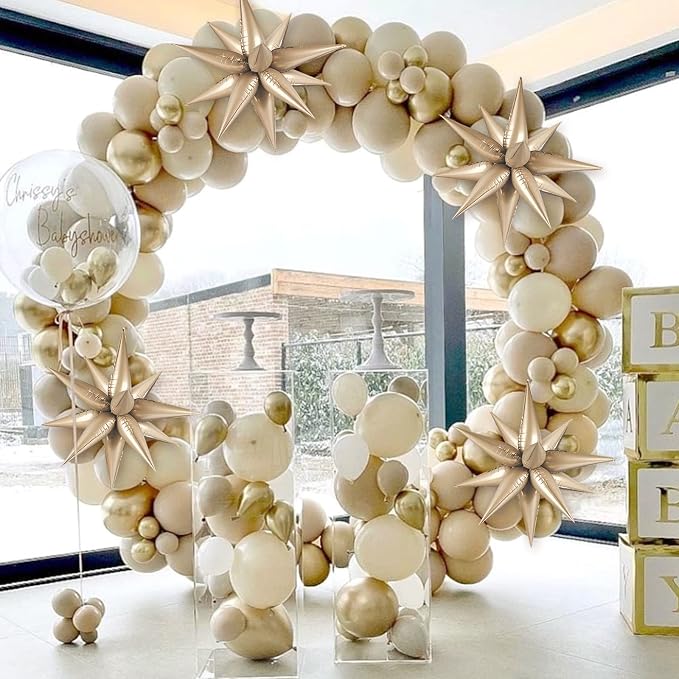 60 PCS Caramel Star Balloons, 12 Point cone Explosion Star Foil Balloons - Image 6