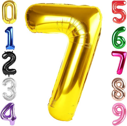 40 Inch Gold Number 7 Balloon Birthday Party Decorations by Hadoife