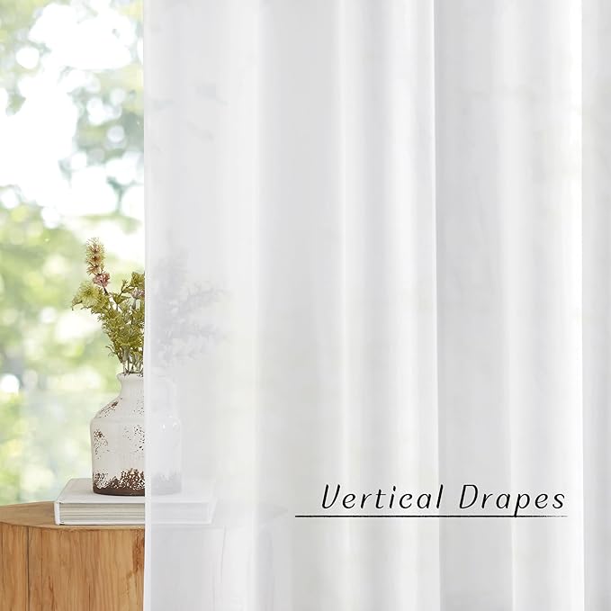 NICETOWN White Sheer Curtains & Drapes 96 inches Long - Image 4