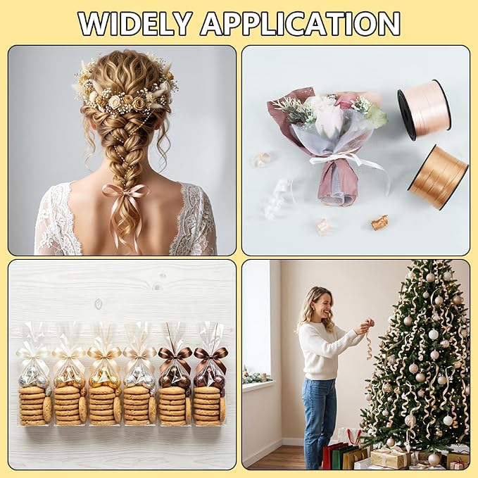 TONIFUL Nude Beige Caramel Curling Ribbon Balloon String Gift Wrapping | 600 - Image 6