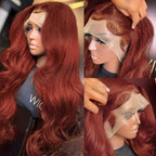 Ginger Wig Human Hair 13X4 HD Transparent Lace Front Wigs Human Hair Pre Plucked with Baby Hair Chestnut Brown #33 Human Hair Wigs For Women 24Inch