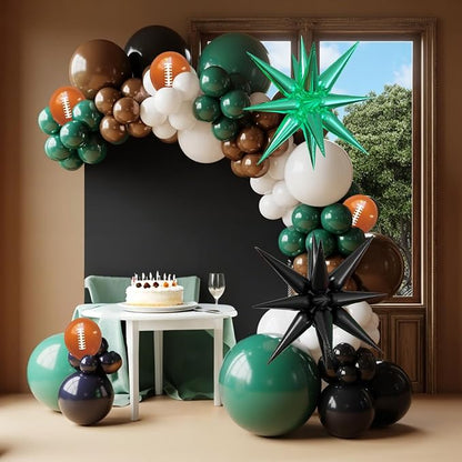 Football Balloons, 12 Inch Green Brown Football Party Balloon - Image 5