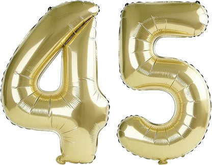40 Inch Number 45 Balloons for 45th Birthday Party Decorations, 0-100 Champagne by FOBELEC