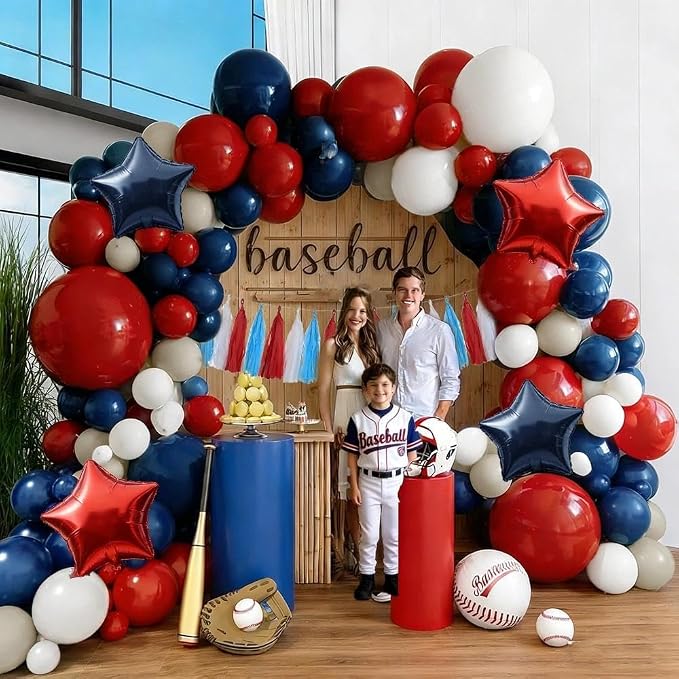 Navy Blue Red Balloon Garland Double Stuffed Red White Blue Balloons Nude Cream - Image 8