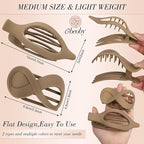 Obeoby 8 PCS Flat Claw Clips for Women, 2 Types French Flat Hair Clips for Medium Hair Volume Barrettes Medium Large (Neutral)