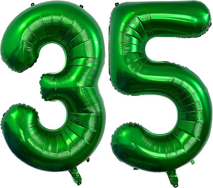 Dark Green 35 Number Balloons, 40 Inch Giant Number 35 Balloons Foil Mylar by Lovoir