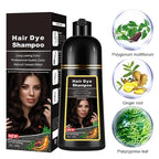 Instant Dark Brown Hair Dye Shampoo for Gray Hair - Long Lasting Herbal Formula, Colors in Minutes, 3 in 1 for Women and Men, 17.6 FL OZ
