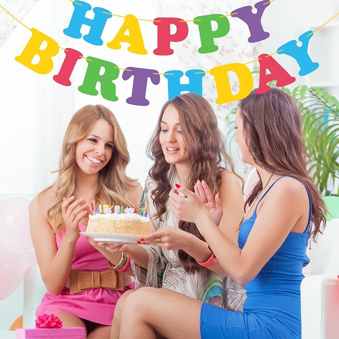 Colorful Happy Birthday Banner Rainbow Bunting Party Banner - Image 9