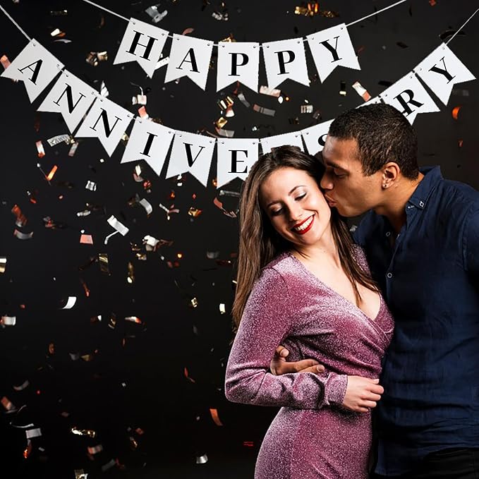 White Happy Anniversary Banner, and Baby Showers - Image 3
