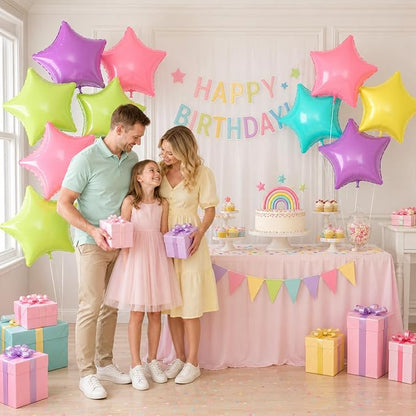 Pastel Star Balloons, 18 Inch 10 Pcs Pastel Balloon Star Shape Foil Balloons - Image 3