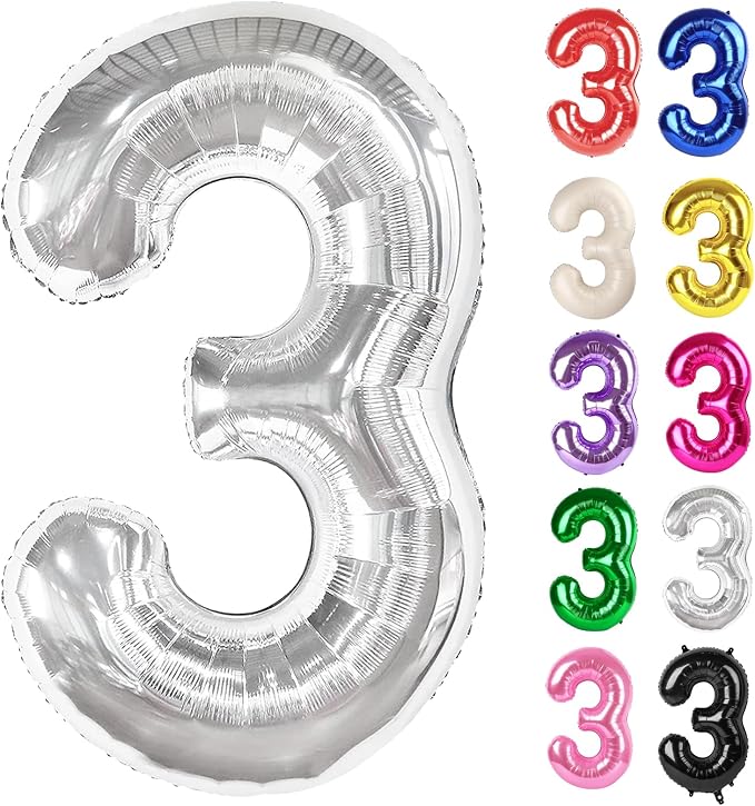 Sliver Number 3 Balloon 40 Inch by IWERP