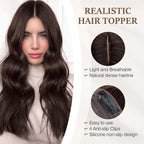 Rich Choices Hair Toppers for Women Real Human Hair NO Bangs 100% Human Remy Toppers for Women with Thinning Hairs on Top Clip in Hairpiece 4"x4.7" Large Lace Base 16 Inch #2 Dark Brown