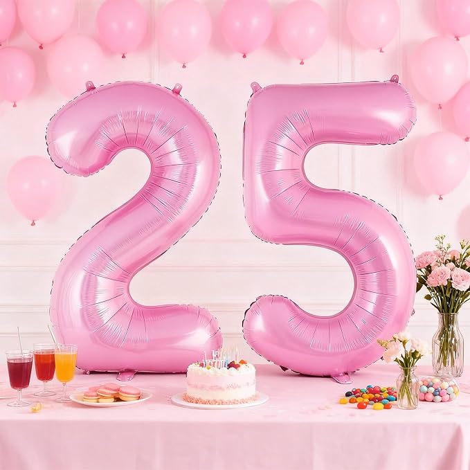 Pink Number 25 Balloons, Big Large Foil Number Balloons, Jumbo Giant Mylar - Image 4