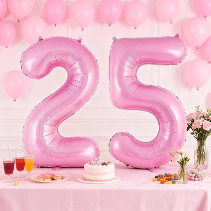 Pink Number 25 Balloons, Big Large Foil Number Balloons, Jumbo Giant Mylar - Image 4