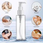 Cosywell Empty Plastic Pump Bottles Dispenser TSA Approved 3.4oz 4 Pack Portable Empty Refillable Container Clear Plastic Lotion Pump Dispenser Bottle for Facial Cleansing Oil Shampoo Shower Gel