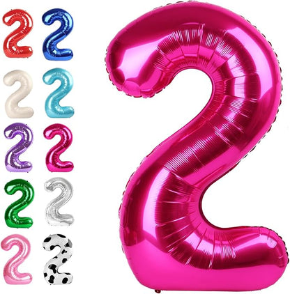 Hot Pink Number 2 Balloon 40 inch, Balloon numbers party supplies, deco photo by Upgesy