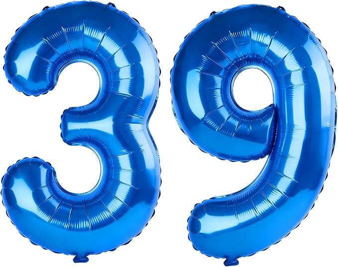 40 Inch Number 39 Balloons for 39th Birthday Party Decorations, 0-100 Dark Blue by FOBELEC