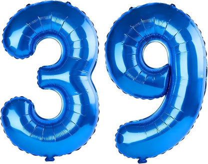 40 Inch Number 39 Balloons for 39th Birthday Party Decorations, 0-100 Dark Blue by FOBELEC