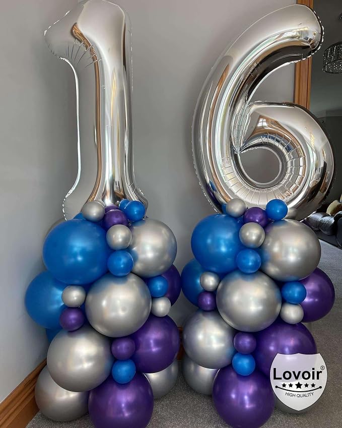 Silver 15 Number Balloons, 40 Inch Giant Number 15 Balloons Foil Mylar Helium - Image 5