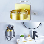 Hair Dryer Holder Wall Mounted, Blow Dryer Holder, Hair Tool Organizer for Hair Dryer Storage Hanger, Adhesive Hairdryer Holder for Bathroom Barber Shop (Gold)