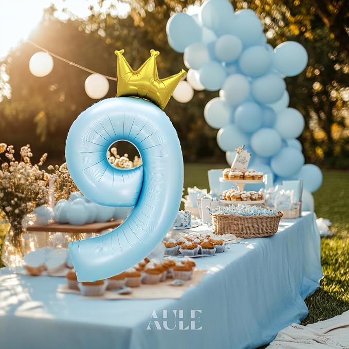 AULE 40 Inch Big Light Blue 9 Balloon Number - Image 5