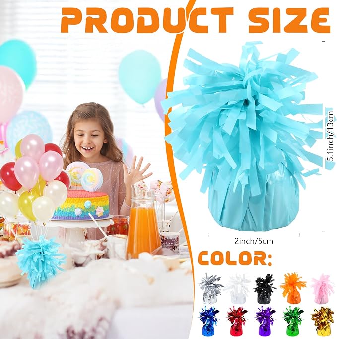 8 Pcs Baby Blue Metallic Balloon Weights Holder Anchors Balloon Holder Weights - Image 2