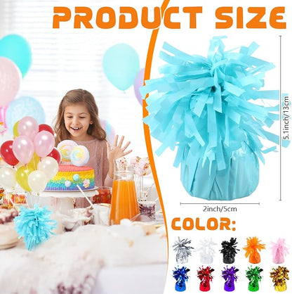 8 Pcs Baby Blue Metallic Balloon Weights Holder Anchors Balloon Holder Weights - Image 2