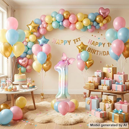 40 Inch Giant Number 1 Balloon Rainbow Foil Mylar Balloon - Image 5