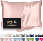 Mulberry Silk Pillow Cases Queen Size, Silk Pillowcase for Hair and Skin, Anti Acne Cooling Beauty Sleep Both Sides Natural Silk Satin Pillowcases with Hidden Zipper, Gifts for Women Men, Coral