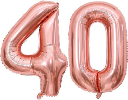 40 Inch Rose Gold 40 Number Balloons Giant Jumbo Huge 40 Foil Mylar Helium by LHOAVWE