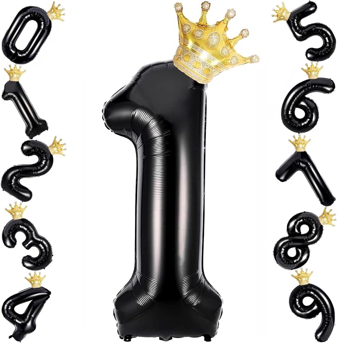 40 Inch Black Number Foil Balloons by Unknown